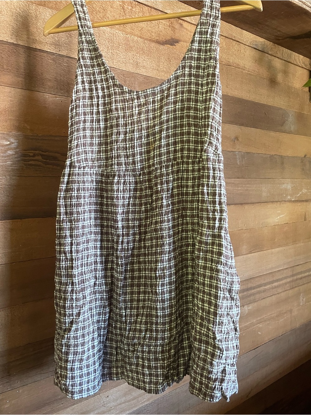 Afends Brown Plaid Mini Dress